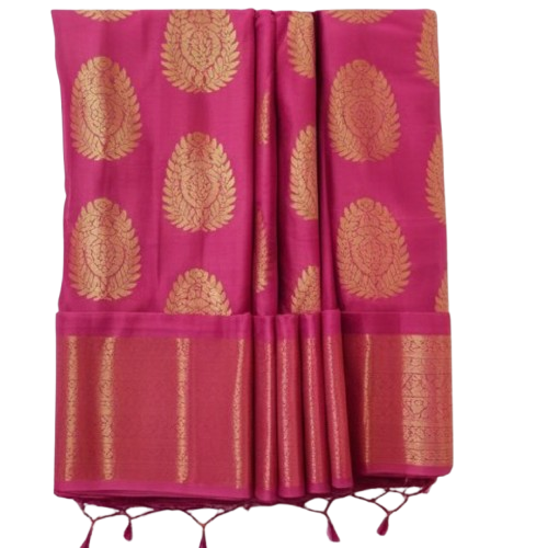 Pink silk saree - Image 3
