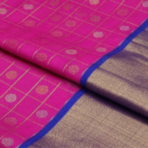 Rani Pink and Royal Blue Silk Saree