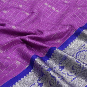 Lavender and Royal Blue Silk Saree