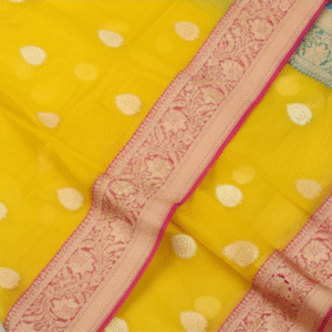 Lemon Yellow Banarasi Silk Saree