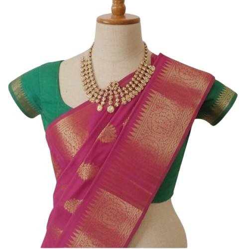 Pink silk saree - Image 2